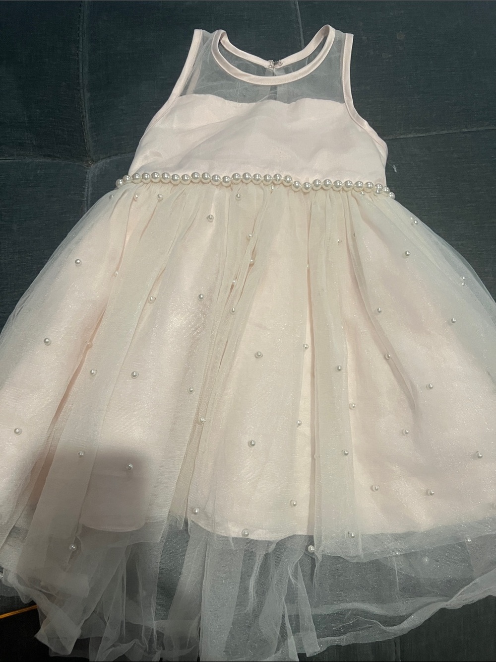 American Princess Pale Pink Tulle Dress with Pearl Waist